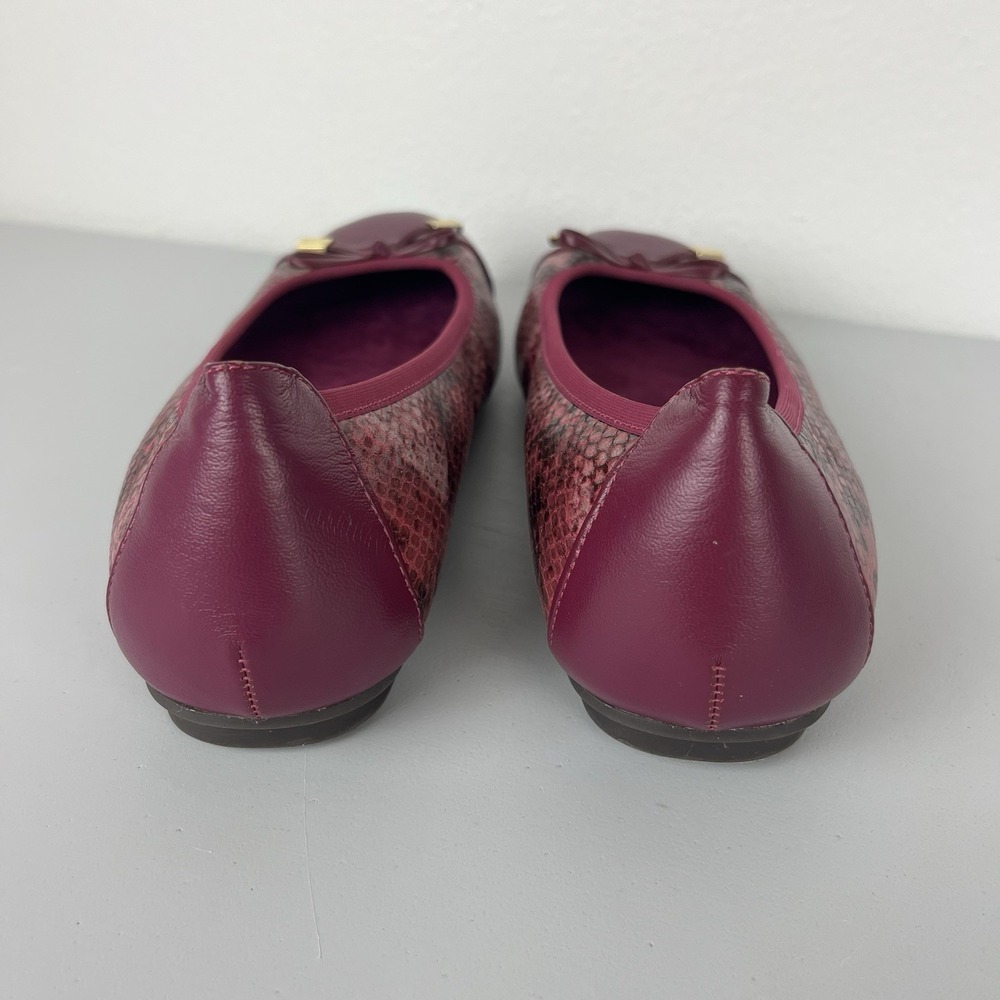 Vionic Women's 8 Minna Purple Snakeskin Cap Toe Slip On Bow Ballet Flats - Picture 6 of 9